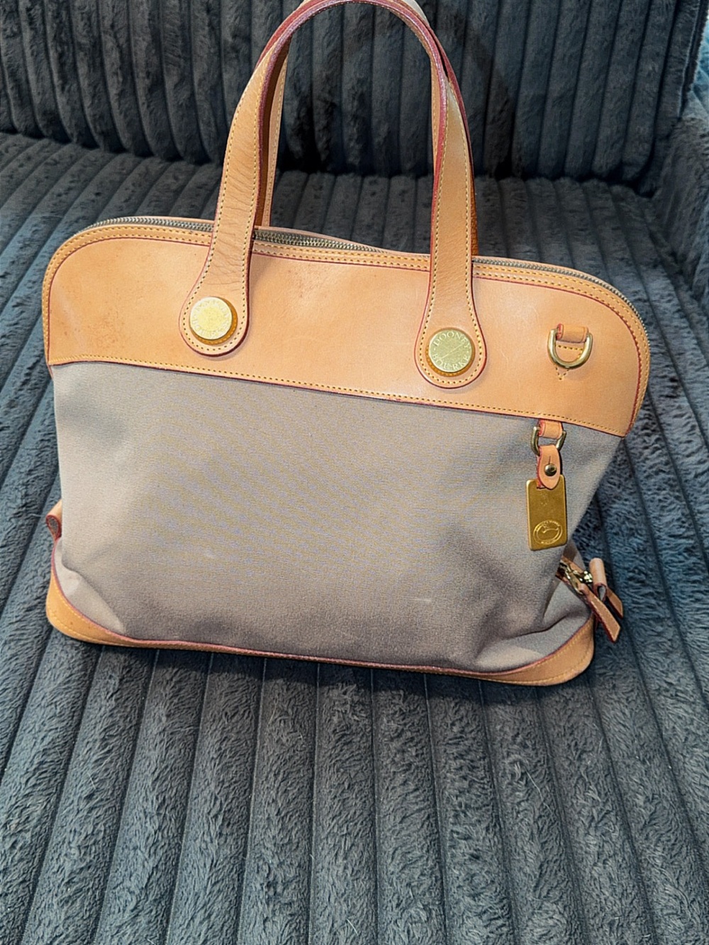 Vintage Dooney & Bourke Cabriolet Canvas Leather Dome Satchel
